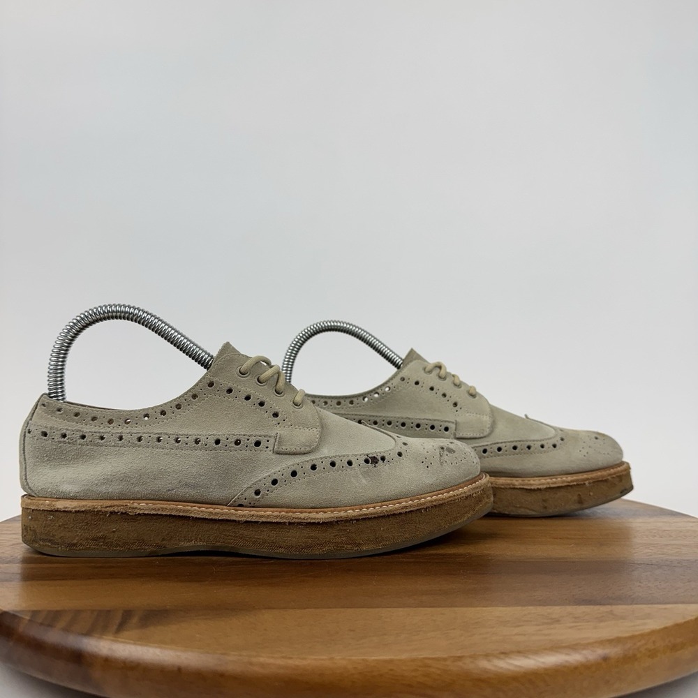 Womens Church's Keely Taupe Suede‎ Platform Wingtip Eyelet Oxfords Size EU 37